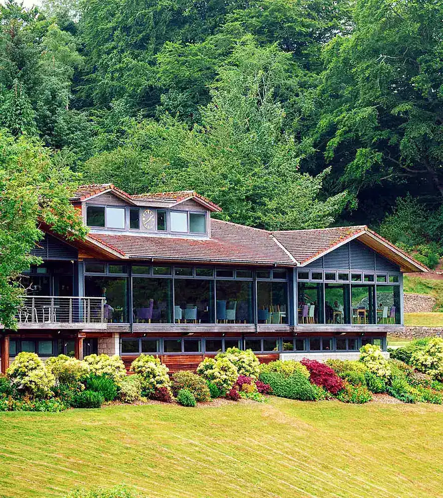 Clubhouse balcony and gardens at Deeside Golf Club
