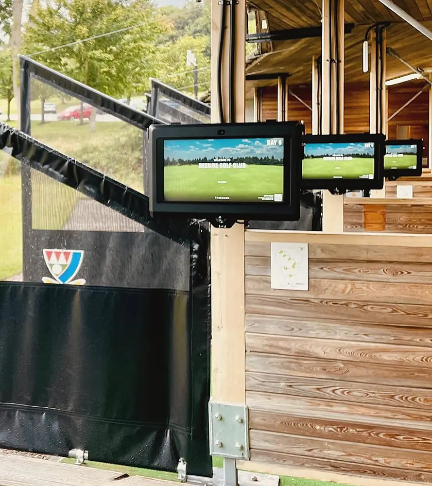 The TrackMan driving range bays at Deeside Golf Club