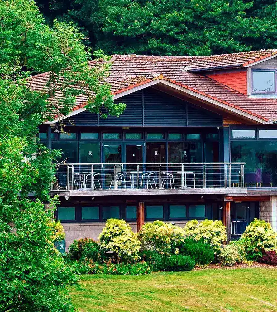 Balcony seating outside the Deeside Golf Club clubhouse